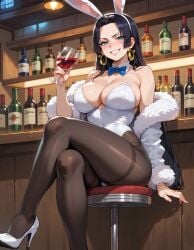 1girls ai_generated black_hair boa_hancock earrings female female_only hime_cut long_hair one_piece tagme