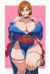 1girls aged_up ai_generated black_nails breasts_bigger_than_head child_bearing_hips cleavage deep_cleavage feet feet_up female_only flushed huge_breasts jujutsu_kaisen kugisaki_nobara mature_female milf nobara_kugisaki skimpy skimpy_clothes superbotux thick_thighs voluptuous_female wide_hips wide_thighs