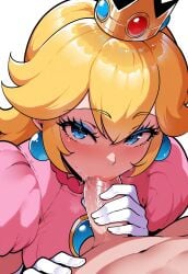 1boy 1girls ai_generated blonde_female blonde_hair blowjob blue_eyes fellatio mario_(series) nintendo oral oral_sex princess_peach royalty tagme