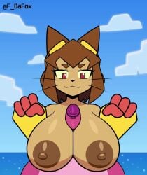 1girls 2d 2d_animation animated animated_image big_breasts bouncing_breasts brown_hair cat_ears cat_girl dark_nipples f_dafox gameoverse glitch_productions huge_areolae huge_breasts hyper hyper_breasts kit_(gameoverse) loop looping_animation nipples nude tagme video