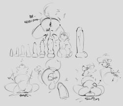 anal anal_vore anthro dergum dildo duo hi_res living_dildo living_sex_toy male male/male monochrome sex_toy vore