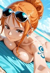 1girls ai_generated beach female female_only nami_(one_piece) one_piece orange_hair tagme