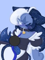 bell_collar blue_skin blue_skinned_femboy cat_boy cat_ears cat_tail catboy collar cookie_run cookie_run_kingdom fount_of_knowledge leash leash_and_collar leashed_collar maid_dress maid_outfit pet_play shadow_milk_cookie