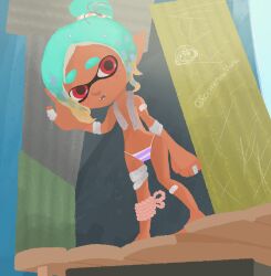 boomerangmunke looking_at_viewer mechanic_(splatoon_raiders) splatoon splatoon_raiders towel_around_neck underwear_only