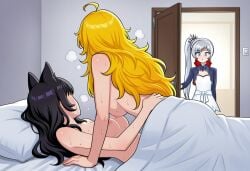 ai_generated blake_belladonna caught caught_in_the_act rwby tagme walk-in weiss_schnee yang_xiao_long