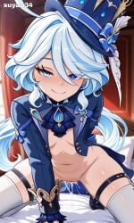 1girls ai_generated furina_(genshin_impact) genshin_impact hoyoverse mihoyo nude nude_female small_breasts