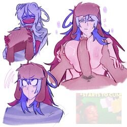 1girl 1girls angry_face anonymous_male artist_request bandage big_breasts big_penis boobjob clothing countryhumans countryhumans_girl cum_on_face feisty grabbing_wrists heart_bubbles ishowspeed kei_chan_pizdec one_eye_closed out_of_frame pale-skinned_female pale_skin russia_(countryhumans) sfw soft_breasts striped_shirt suna_chan tan_skin tanned_skinned_male titsjob ushanka