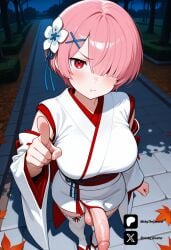 1futa 1girl above_view ai_generated angry angry_expression angry_face big_breasts blush breasts closed_mouth cock colored detached_sleeves dick erection flower foreshortening from_above from_front front_view futa_only futanari futanari/female futanarization hair_flower hair_ornament hair_over_one_eye japanese_clothes kimono large_breasts leaf light_skin light_skinned_futanari long_sleeves looking_at_viewer nickythecreator night obi outdoors penis pink_hair pointing pointing_at_viewer pout ram_(re:zero) re:zero re:zero_kara_hajimeru_isekai_seikatsu red_eyes ribbon sandals sash sexy sexy_body sexy_pose short_hair short_kimono solo standing testicles thighhighs tits uncensored veins veiny_penis white_kimono white_thighhighs wide_sleeves x_hair_ornament