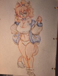 angelocasqui big_breasts breasts cleavage female furry goya_(lucyfercomic) huge_breasts tagme thick_thighs traditional_media_(artwork) wide_hips