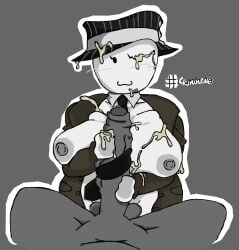 1boy 1boy1girl 1girls 2d :3 alternate_version_available artist_request big_breasts blush blush_lines blushing blushing_female breasts breasts_out coat coat_on_shoulders cum cum_drip cum_everywhere cum_on_body cum_on_breasts cum_on_face digital_drawing_(artwork) digital_media_(artwork) double_handjob english english_text fedora female female_focus forsaken_(roblox) handjob hyper_penis investigative_iris large_penis male male/female male_pov nipples outline outlined partially_clothed penis roblox roblox_game robloxian stroking_penis text throbbing_penis tie tied_penis white_body white_skin