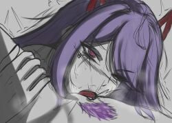 2girls absurd_res akuma_nihmune blush cunnilingus demon_girl demon_horns ear_piercing eyebrows_visible_through_hair female female_focus female_pubic_hair genital_fluids hand_on_thigh horns indie_virtual_youtuber lesbian long_hair looking_at_another mattestrela michi_mochievee monochrome nude one_eye_closed open_mouth oral oral_sex pov pubic_hair purple_hair pussy pussy_juice pussy_juice_drip pussy_juice_on_face saliva sex sketch spread_legs sweat thigh_grab tongue tongue_out trembling two-tone_pubic_hair undead virtual_youtuber yuri zombie zombie_girl