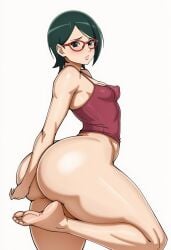 1girls ai_generated big_ass boruto:_naruto_next_generations bottom_heavy feet feet_up female_only foot_fetish huge_ass looking_at_viewer naruto_(series) nipple_bulge perky_breasts perky_nipples petite petite_female round_ass sarada_uchiha skimpy skimpy_clothes small_breasts small_waist soles superbotux thick_ass thick_thighs uchiha_sarada wide_thighs