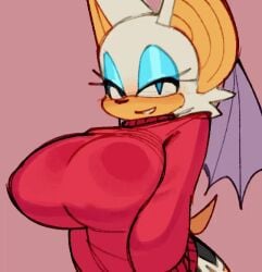 animated big_breasts breasts gif red_sweater rouge_the_bat sonic_(series) sonic_the_hedgehog_(series) sweater sweater_lift wamudraws