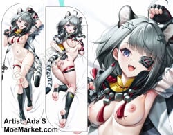 arknights arknights:_endfield barefoot breasts dakimakura dakimakura_design eye_patch looking_at_viewer nipples short_hair tangtang_(arknights) tangtang_(arknights:_endfield) tiger_ears tiger_tail
