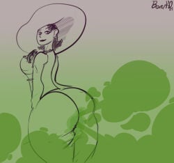 1girls 2020s 2021 2021s alcina_dimitrescu artist_signature bawko big_ass big_butt bubble_ass bubble_butt capcom curvaceous_female curvy curvy_body curvy_figure curvy_hips digital_drawing_(artwork) digital_media_(artwork) fart fart_cloud fart_fetish farting green_gas green_gas_cloud hat monochrome no_background resident_evil resident_evil_8:_village round_ass round_butt simple_background sketch solo solo_female solo_focus twitter_link voluptuous voluptuous_body