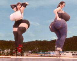 2girls ass big_ass big_boobs big_breasts big_butt boobs breasts brown_hair brown_hair_female brunette brunette_female brunette_hair butt capcom claire_redfield claire_redfield_(jordan_mcewen) clothed clothed_female final_fantasy final_fantasy_vii final_fantasy_vii_remake giant_female giant_woman giantess hourglass_figure hourglass_figured_female huge_ass huge_boobs huge_breasts huge_butt light-skinned_female light_skin resident_evil smolsizegorl square_enix tifa_lockhart video_game_character