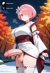 1futa 1girl ai_generated below_view big_breasts blush breasts closed_mouth cock colored cowboy_shot detached_sleeves dick erection flower from_front from_side futa_only futanari futanari/female futanarization hair_flower hair_ornament hair_over_one_eye huge_penis japanese_clothes kimono large_breasts large_penis large_testicles light_skin light_skinned_futanari long_sleeves looking_at_viewer nickythecreator night night_sky obi outdoors penis pink_hair ram_(re:zero) re:zero re:zero_kara_hajimeru_isekai_seikatsu red_eyes red_sash ribbon ribbon-trimmed_legwear ribbon-trimmed_sleeves ribbon_trim sash sexy sexy_body sexy_pose short_hair short_kimono side_view sky sleeveless_kimono solo standing star_(sky) testicles thighhighs thighs tits tree uncensored veins veiny_penis white_kimono white_thighhighs wide_sleeves x_hair_ornament
