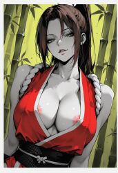1girls ai_generated brown_hair fatal_fury female female_only king_of_fighters long_hair looking_at_viewer mai_shiranui solo solo_female tagme