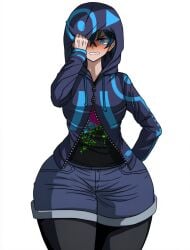 1girls big_ass big_thighs blue_eyes blue_hair blush blush_lines blushing danganronpa:_despair_time fanganronpa female female_only hoodie jean_shorts large_ass no_nude no_nudity only_female rosales_j shorts solo solo_female sprite sprite_edit thick_ass thick_thighs thigh_focus thighs thighs_bigger_than_head