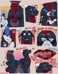 anal anal_vore anthro bdsm bondage bound breeding_mount bunsen comic dergum dragon duo english_text feral hi_res male male/male mythological_creature mythological_scalie mythology scalie text vore