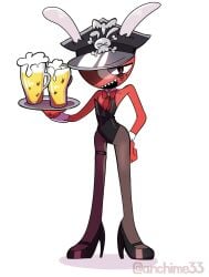 angry angry_face beer black_heels bowtie bunny_boy bunny_ears bunnysuit countryhumans fishnets flustered_female flustered_male legwear maid maid_boy strap-on submissive_male third_reich_(countryhumans)