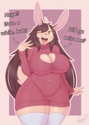 anthro big_breasts breasts cleavage female furry huge_breasts oc snackbunnii solo thick_thighs wide_hips