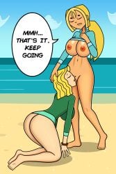 2girls ass bankaipacay beach big_ass big_breasts blonde_hair bridgette_(tdi) carrie_(tdi) cheating_girlfriend clothed_sex cunnilingus female female/female female_focus female_only fresh_tv lesbian_sex light-skinned_female nipples original pussy standing the_ridonculous_race total_drama_island yuri