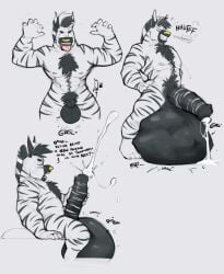 cock_vore dergum dialogue digestion equid equine genitals hi_res male male/male mammal penile penis solo teasing vore zebra