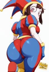 1girls ai_generated apis_mellifera ass brown_hair clothed jester pomni_(the_amazing_digital_circus) the_amazing_digital_circus