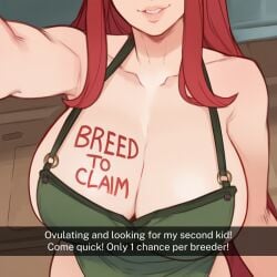ai_generated apron apron_only body_writing boruto:_naruto_next_generations breeding breeding_request brinkai cleavage giant_breasts huge_breasts kushina_uzumaki large_breasts mature_female milf mommy mother naked naruto naruto_(series) naruto_shippuden red_hair self_upload selfie snapchat tattoo tattoo_on_breast uzumaki_kushina