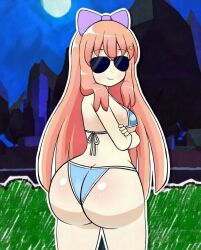 :3 ai_generated big_ass glasses hairbow looking_at_viewer pixai red_hair shortstack unknown_character