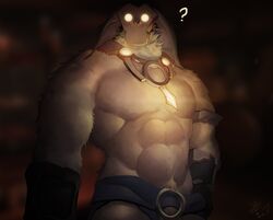 2017 ? abs anthro arm_tuft barely_visible_genitalia barely_visible_penis battlerite belt big_abs big_biceps big_muscles big_pecs blurred_background clothed clothing colored deltoids detailed_background digital_media_(artwork) digital_painting_(artwork) ears_down facing_viewer flaccid fur genitals gloves glowing glowing_eyes half-length_portrait handwear hi_res huge_muscles huge_pecs humanoid_genitalia humanoid_hands humanoid_penis ineffective_clothing inside jewelry light logo looking_at_viewer male mammal mask mostly_nude mostly_nude_male muscular muscular_male neck_tuft necklace no_pupils oldur painting_(artwork) pecs penis pilosan pink_penis pivoted_ears portrait ring shaded signature sloth solo standing three-quarter_portrait topless topless_male tuft vein veiny_penis video_games white_body white_fur white_pubes xenarthran yellow_eyes zomacaius