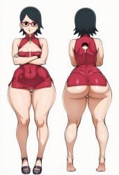 1girls abdominal_bulge ai_generated areola_slip areolae arms_crossed_under_breasts ass_peek belly_button big_ass boruto:_naruto_next_generations buttocks cameltoe crossed_arms female_only fit_female multiple_views naruto_(series) nipple_bulge nipple_slip nipples_visible_through_clothing panties perky_breasts petite petite_female pussy_peek sarada_uchiha skimpy skimpy_clothes small_breasts small_waist superbotux thick_ass thick_thighs tight_clothing uchiha_sarada wide_hips