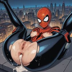 1girls ai_generated female female_only marvel mayday_parker pussy spider-girl spider-man_(series) spread_legs superhero superheroine tagme