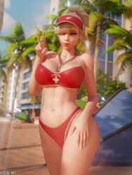 1girls 3d 3d_model 3d_render alternate_breast_size alternate_version_available beach beach_background big_breasts boobs breasts cleavage female female_only fs3d_art hips huge_breasts lifeguard lifeguard_mercy mercy overwatch overwatch_2 peace_sign sexy sexy_body sexy_female swimsuit teasing teasing_viewer thick_thighs thighs tits wide_hips wide_thighs