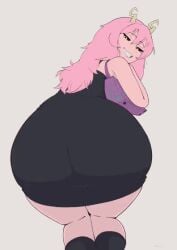 1girl animated animated_gif ashido_mina ashido_mina_time-skip_(meme) ass ass_focus bag bare_legs bent_over black_boots black_dress black_footwear black_sclera blush boku_no_hero_academia bones_(company) boots clothing colored_sclera colored_skin curvaceous dirty dirty_anus dirty_ass dress eyes_closed fart fart_cloud farting farting_girl female flatulance footwear from_behind gassy gassy_female gassy_girl grey_background horns huge_ass legs long_hair looking_at_viewer looking_back mina_ashido mina_ashido_curvy_(meme) my_hero_academia open_mouth pink_hair pink_skin pose purple_background purple_bag purple_thong relief_(expression) seductive seductive_smile sexy_pose shounen_jump shueisha smell smelly smelly_anus smelly_ass smile sniffable_ass stinky_anus stinky_ass thong yellow_eyes