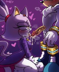 absurd_res after_oral anthro blaze_the_cat blush blush_lines bodily_fluids boots chest_tuft clothed clothed_female clothing cum cum_dripping_from_mouth cum_dripping_from_penis cum_in_mouth cum_inside cum_on_face cum_on_penis domestic_cat duo eulipotyphlan felid feline felis female floating_heart footwear fur genital_fluids genitals gloves grey_body grey_fur hair half-closed_eyes halfgalaxy handwear heart_eyes heart_symbol hedgehog hi_res male male/female mammal narrowed_eyes partially_clothed_male penis ponytail purple_body purple_fur sega shoes silver_the_hedgehog sonic_the_hedgehog_(series) tail tuft