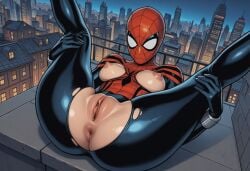 1girls ai_generated female female_only marvel mayday_parker pussy spider-girl spider-man_(series) spread_legs superhero superheroine tagme