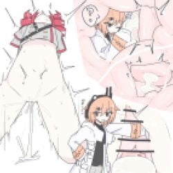 ? cervix fingering kasane_teto mosaic_censoring orgasm pussy_juice red_hair size_difference squirting unbirthing voifoooork vore white_background x-ray