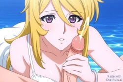 1boy 1boy1girl 1girls ai_generated bracelet breasts cum day dress ejaculation erection handjob jewelry lips looking_at_viewer male ocean outdoors parted_lips penis pov projectile_cum solo_focus space_battleship_yamato space_battleship_yamato_2199 straight veins water