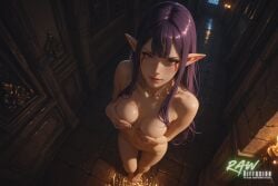 1girl ai_generated anime armor artist_name beautiful beauty breasts demon demon_girl ecchi elf_ears esil_radiru female hentai hi_res high_quality high_resolution highres naked nsfw nude nude_female partially_clothed patreon_username purple_hair pussy rawdiffusion red_eyes rule34 solo solo_leveling stable_diffusion tits uncensored watermark