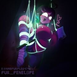 1girls binding bondage clothed clothing female friday_night_funkin friday_night_funkin_mod huge_breasts pinku_(vs_human_impostor) pur_penelope thick_thighs vs_human_impostor wide_hips