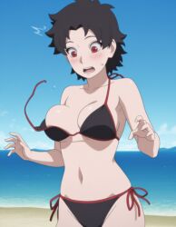 1girls ai_generated black_hair boruto:_naruto_next_generations naruto naruto_(series) red_eyes sarutobi_mirai tagme