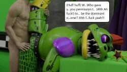2boys alligator animatronic dialogue english_text faceless_male five_nights_at_freddy's five_nights_at_freddy's:_security_breach fnaf from_behind gay human keatonrogers0201 living_machine male male/male male_only montgomery_gator_(fnaf) night_guard_(fnaf) penetrable_sex_toy robot scottgames sex steel_wool_studios text