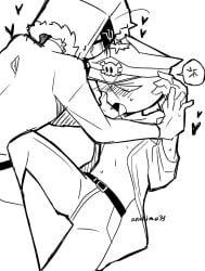 blushing countryhumans dominant_male half-dressed half_naked male/male pinned_down soviet_union_(countryhumans) submissive_male tears_of_pleasure third_reich_(countryhumans) tongue_out