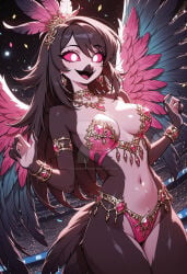 ai_generated avian avian_humanoid demon demon_girl hellaverse helluva_boss octavia_(helluva_boss) revealing_clothes royal samba thebear0001 vivienne_medrano vivziepop