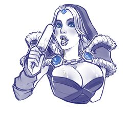 1girls big_breasts breasts crystal_maiden dota_2 female female_only fizzz open_mouth rylai_the_crystal_maiden solo tongue