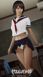 1girls 3d female female_only foulveins makimura_makoto panty_flash ryuu_ga_gotoku school_uniform schoolgirl seifuku solo