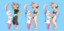 1boy 1girls 2021 3koma absurd_res animal_ears anthro armpits arms_behind_back artist_name ass backwards_baseball_cap ball_bulge bare_arms bare_legs bare_shoulders baseball_cap big_ass big_penis black_hair blue_background breasts briefs brown_fur brown_hair bulge bunny_ears bunny_girl bunny_tail closed_eyes clothed clothed_male_nude_female clothing cum cum_drip cum_in_mouth cum_inside cumshot drooling ejaculation erection erection_under_clothes eyebrows_visible_through_hair feet fellatio female full_body fur glans glansjob half-closed_eyes hand_on_head hand_on_hip hat highres hopping_bullet lagomorph lingerie_pattern_pets looking_at_another looking_away looking_back looking_down looking_up male medium_breasts minus8 multicolored_fur multicolored_hair multiple_views nipples no_areola no_humans nude open_mouth oral original pants paws peeing penis pink_fur pubic_hair richard_(goofygoobersama) saliva saliva_drip scratching_head seductive shirt short_hair side_view signature simple_background smaller_female smile snout sweat tail tank_top tears testicles thighs twitter_username two_tone_fur two_tone_hair urine vein veiny_penis watermark wavy_mouth white_fur white_hair wide_hips yellow_eyes