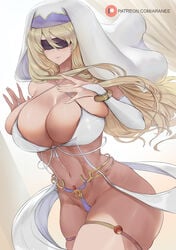 1girls araneesama belly_button big_breasts blindfold blonde_hair curvy curvy_figure cutesexyrobutts_(style) female female_only goblin_slayer large_breasts long_hair midriff solo solo_female sword_maiden_(goblin_slayer) thick thick_thighs voluptuous